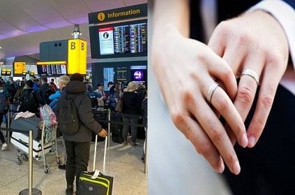 london airport bride to be run away with groom luggage and money