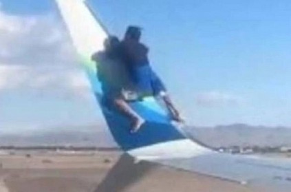 Man climbs onto wing of airplane before takeoff in Las Vegas
