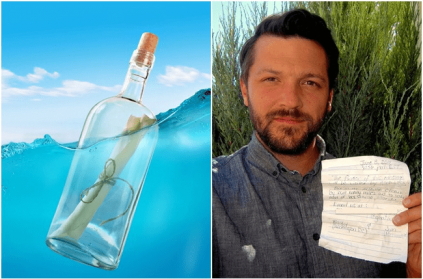 man searching for authors of message in a bottle found in Caribbean