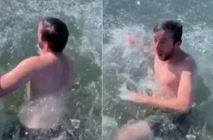 பனிக்கட்டிக்கு அடியில் நீச்சல் man swims under ice viral tiktok video