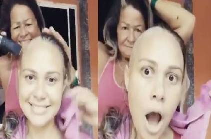 mother surprises daughter cancer shaving off her own hair solidarity