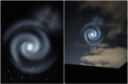 Mysterious glowing swirl lights up the night sky