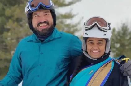 nri couple goes skiing in dhoti and saree video gone viral