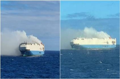 Burning ship carrying 4000 Cars adrift near Azores without crew