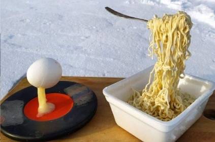 photo of noodles and egg frozen in air goes viral
