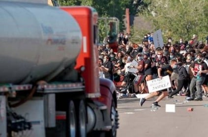 The lorry that entered the crowd of American black protesters