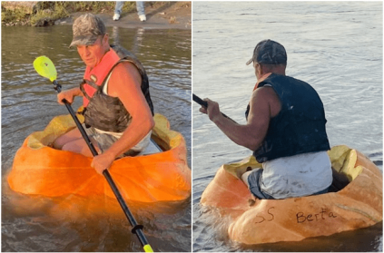 US man floats 61 km Missouri River in giant 383 kg pumpkin