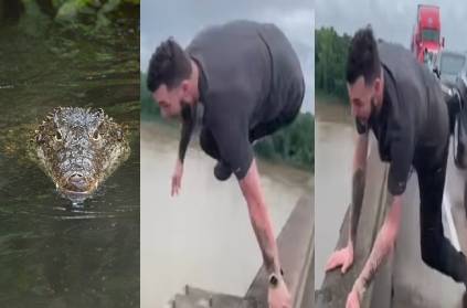 us man jumped river where the crocodile is due to traffic