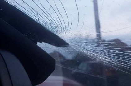 VIDEO: Ice falls off lorry and smashes car windscreen