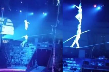 VIDEO: Tightrope walker loses footing falls 24 feet circus ring