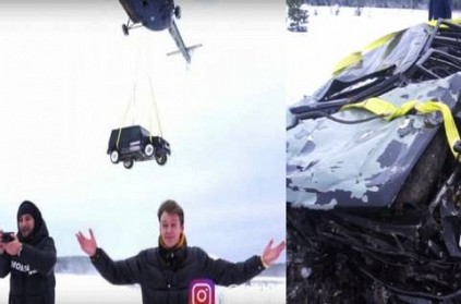 Viral Video Russian Man Drops Mercedes Benz Car From A Helicopter