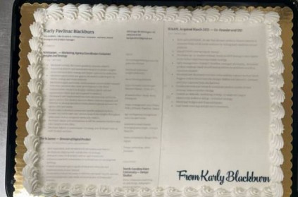 woman prints resume on cake and sends it to company