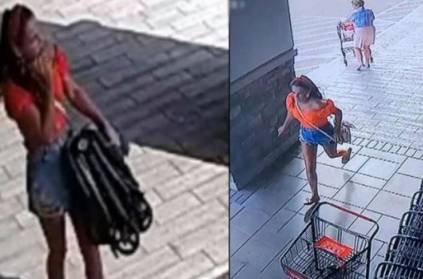 woman steals baby carrier and left her baby caught in CCTV