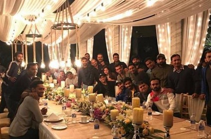 Dhoni and his wife Sakshi hosted the Indian cricketers for a dinner