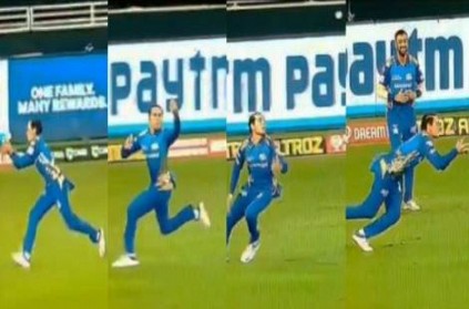 Video IPL2020 MIvsDC Rahul Chahar Completes Magnificent Juggling Catch