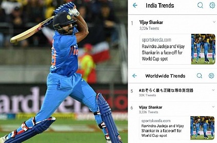 Vijay Shankar worldwide trending in twitter