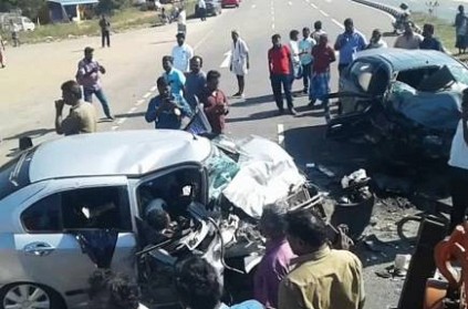 Dindigul car collision 5 killed, many injured CCTV Video