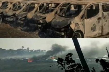 Fire accident at a Private Call Taxi parking, over 200 cars burnt