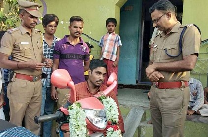 villupuram sp gifts scooty pep to the spine broken person
