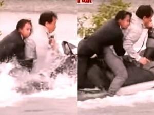 Actor Jackie chan drowned in water during shooting நடிகர் ஜாக்கி சான் படப்பிடிப்பில் விபத்து