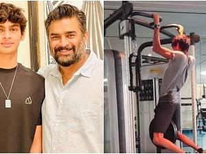 Actor Madhavan funny post about his son exercise video goes viral