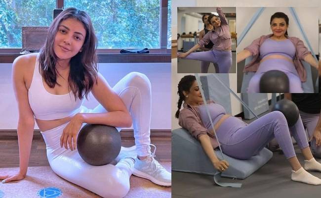 Actress Kajal Aggarwal Latest Aerobic Exercise with Baby bump