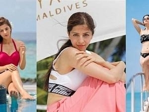 actress vedhika hot bikini pictures from Maldives beach
