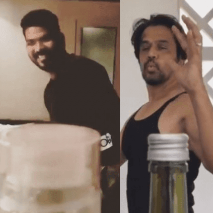 Arjun Sarja and Vignesh Shivan Bottle cap challenge Viral Video