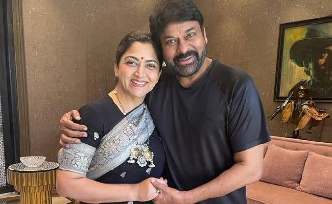 Chiranjeevi surprises Kushboo for Member of NCW viral photos