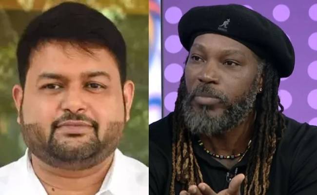 Chris Gayle with S Thaman for KCC pic gone viral