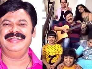 குடும்பத்துடன் மதன்பாபு க்யூட் வீடியோ | comedian madhan babu and his family sings ar rahman's anjali sond beautifully
