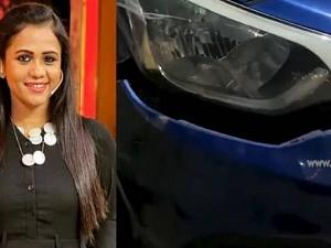 CWC Manimegalai shared car accident photos and videos shocking