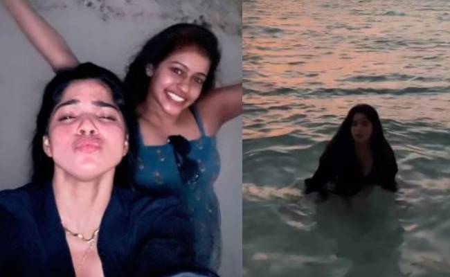 divyabharathi new bikini video in maldives viral among fans