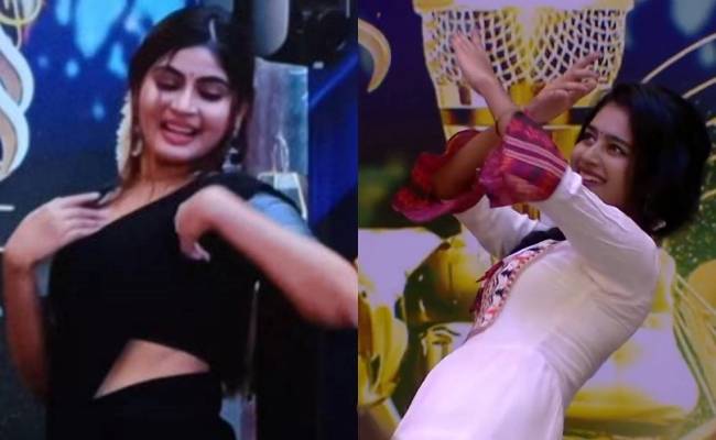 janani and queency dance in biggboss tamil mallipoo song