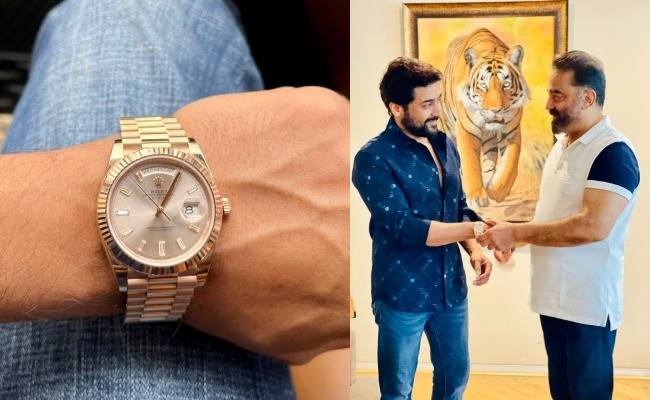 Kamal Haasan Gifted Rolex daydate 40 mm ever rose gold Watch to Suriya