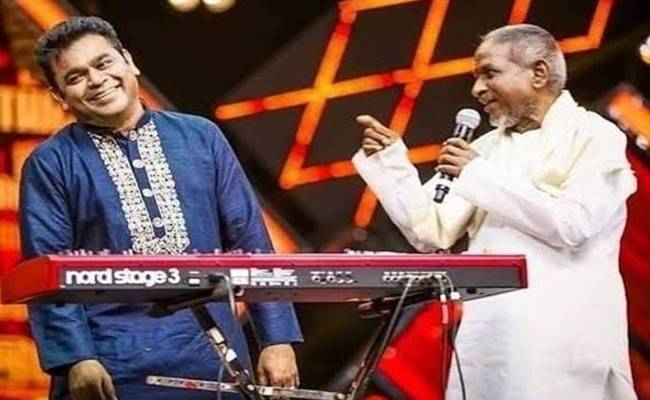 Music Composer Ilaiyaraaja and A R Rahman Meet at Chennai