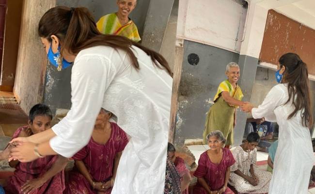 nidhhi agerwal celebrates birthday at old age home heartwarming