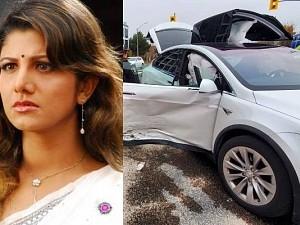 pls pray for us actress Rambha car accident post