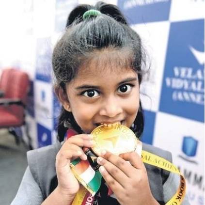 Poet Vairamuthu meets and wishes 6 year-old Guinness award recipient Sarah