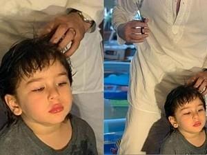 கொரோனா நேரத்தில் பிரபல நடிகர் மகனுக்கு முடி வெட்டும் போட்டோ Popular actor turns as hair stylist for his son during corona lockdown