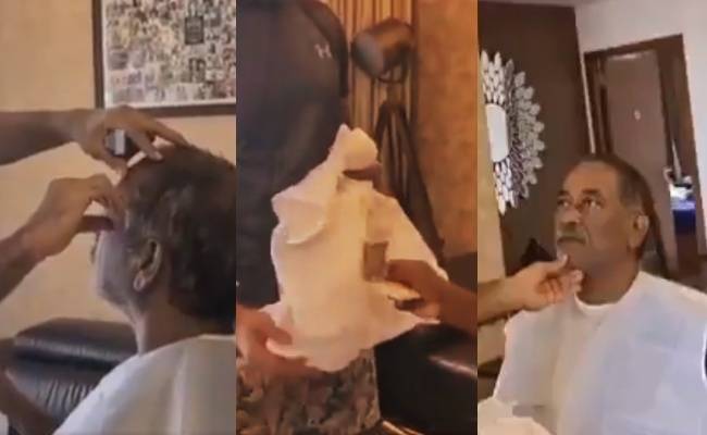 Popular Hero helps his father shave during Coronavirus Lockdown ft Aadhi, viral pic | லாக்டவுனில் அப்பாவுக்கு ஷேவிங் செய்யும் பிரபல ஹீரோ