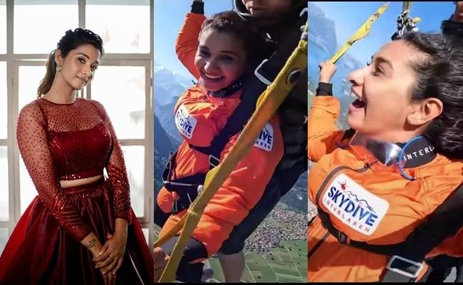 Priya Bhavani Shankar Sky Dive Video from Switzerland