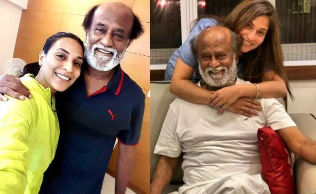 rajinikanth and daughter aishwarya attends chess olympiad event