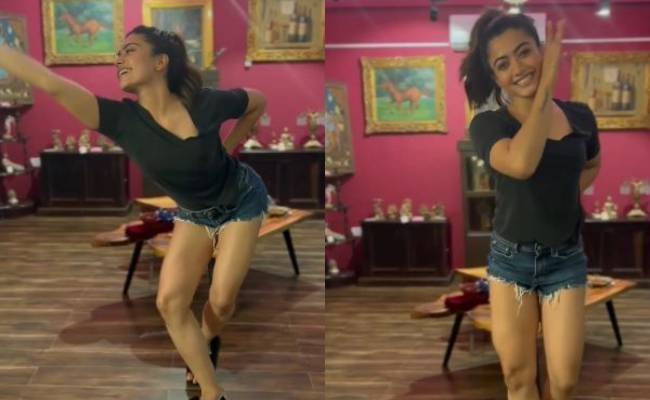 Rashmika dances for samy samy song in different places