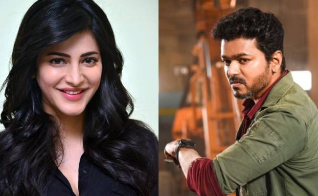 Shruthi haasan answering fans one word about thalapathy vijay