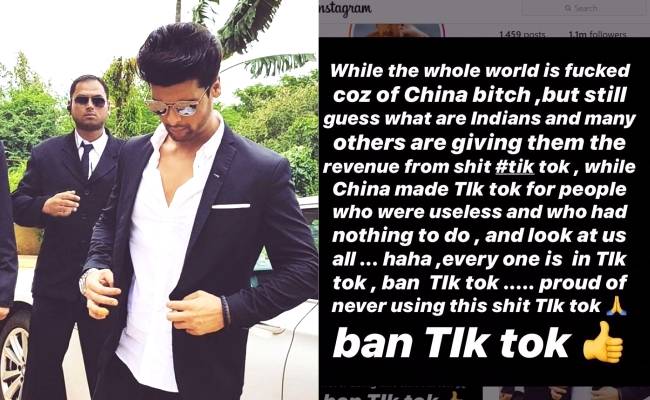 TIKTOK-ஐ தடை செய்ய வேண்டும் பிரபல நடிகர் கோரிக்கை Popular actor kushal tandon ask gvernment to ban Tiktok App for this reason