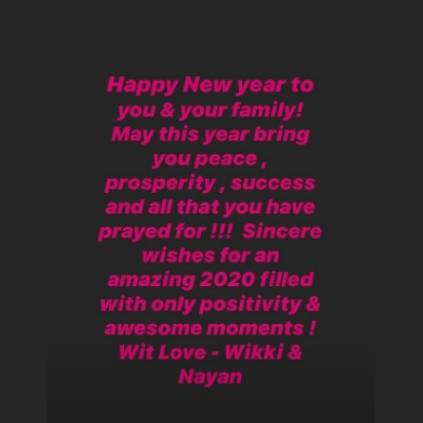 Vignesh Shivn and Nayanthara's new year wishes to Fans