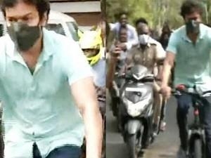 Vijay cycles to vote TN Elections 2021 Viral Video நடிகர் விஜய்