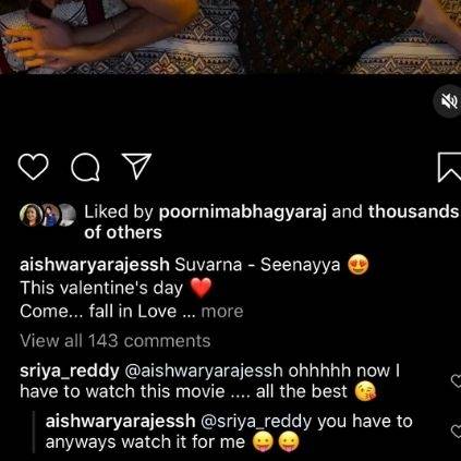 Vijay Devarakonda Sriya Reddy Aishwarya Rajesh on Instagram comment World Famous Lover
