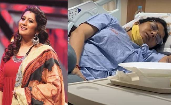 vijay tv anchor priyanka at hospital pics fans shocked